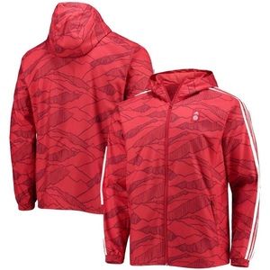 Bayern Munich Adidas Men's Red, White Full-Zip Windbreaker Hoodie Jacket - Red